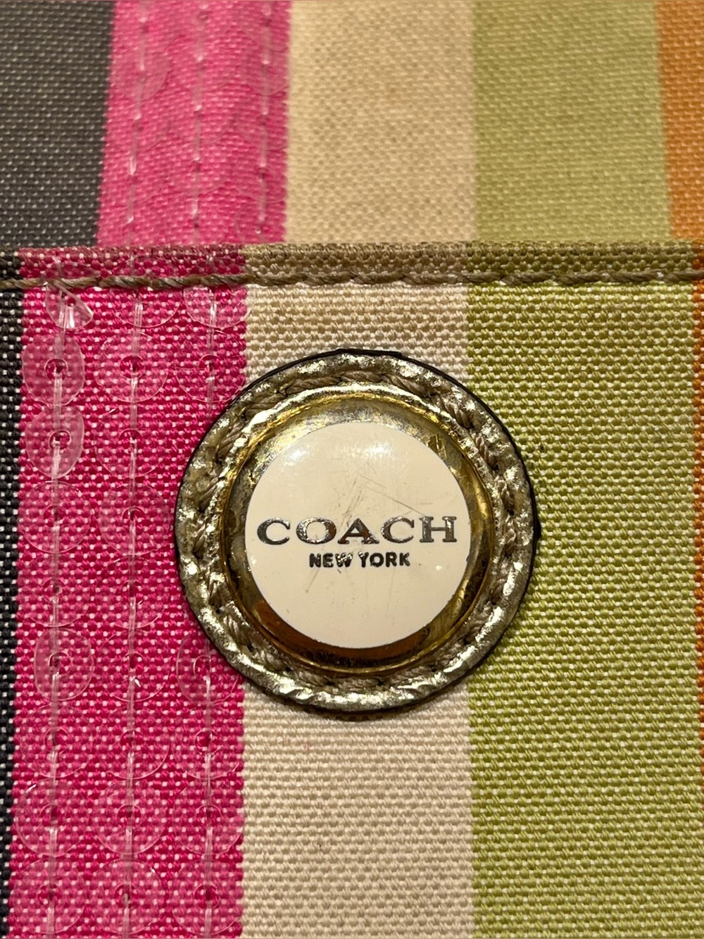 Coach Poppy Sequin Legacy Stripe Ipad Tablet Case REHAB - Picture 4 of 14